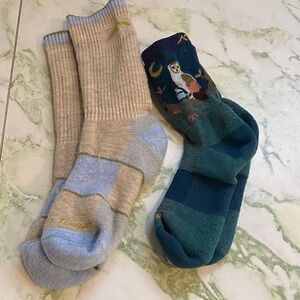 Women's Crew Socks 2 Pack - Beige, Light Blue & Teal Colorways